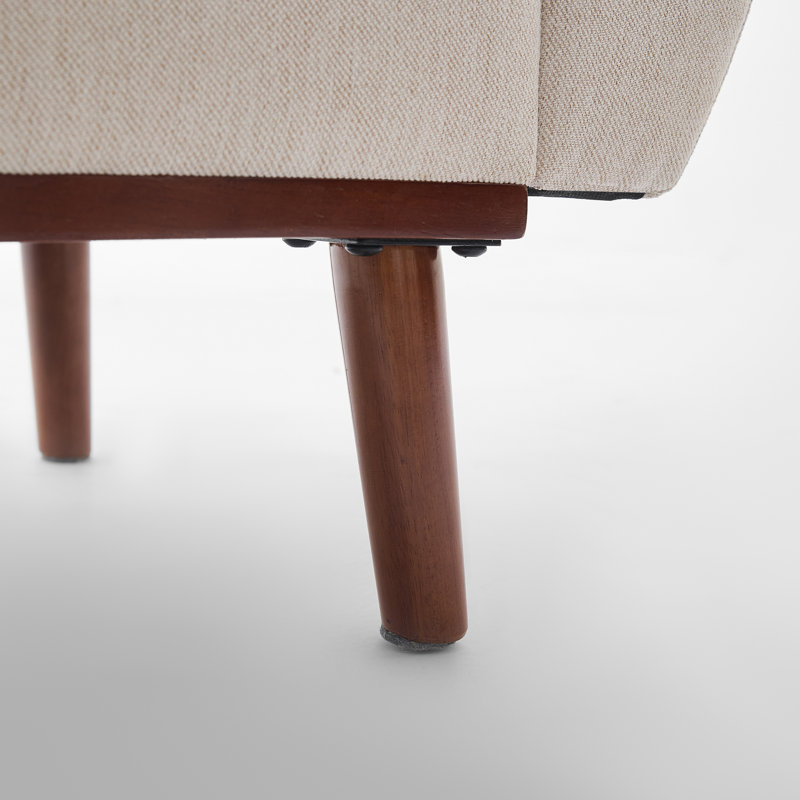 Banc de rangement rembourré avec pieds en bois massif, Beige