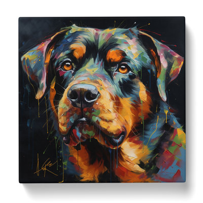 Rottweiler Abstract Expressionism - Wrapped Canvas