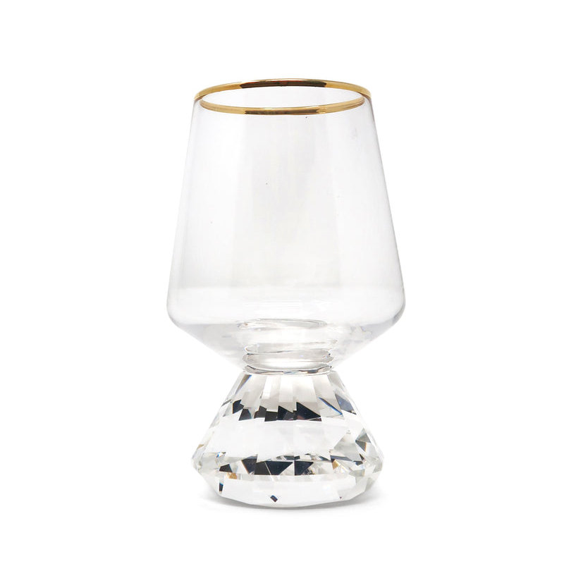 6 verres à liqueur avec base en diamant, bordure dorée