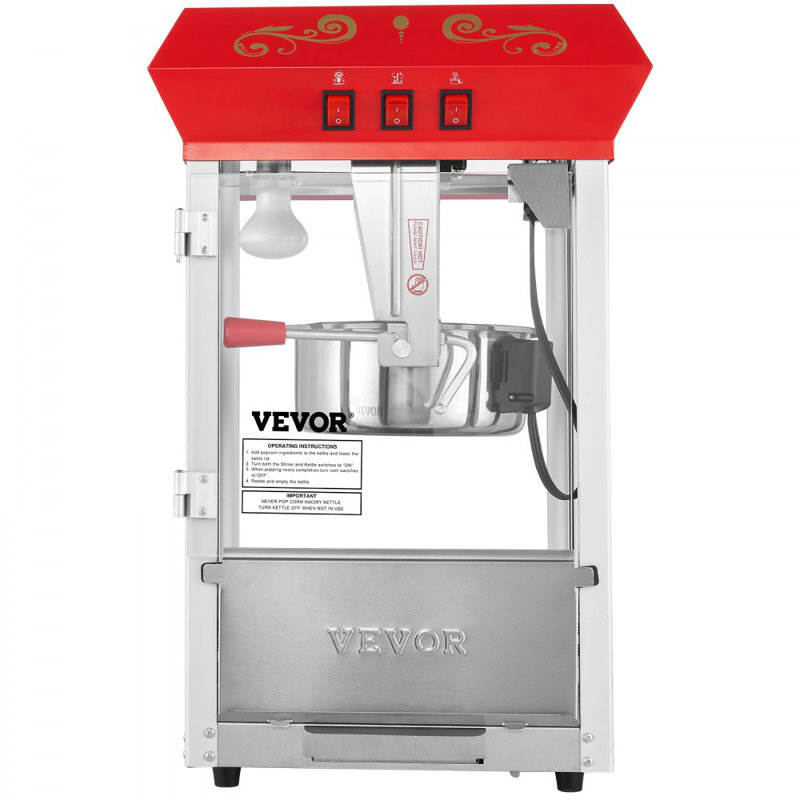 VEVOR 8 Oz. Tabletop Popcorn Machine, Popcorn Machine Stand / Cart