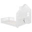 Lit plateforme simple avec fenêtre, tiroirs de chevet, tablettes, ports USB et prises pour enfants, blanc