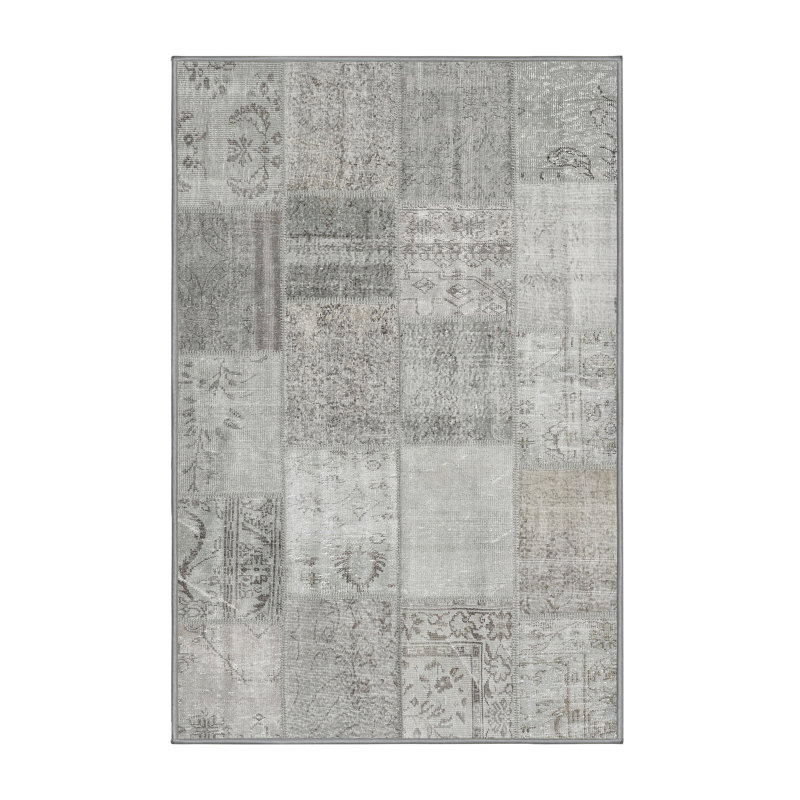 Tapis contemporain gris / beige, Rectangle 2 pi x 5 pi