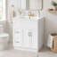 Meuble-lavabo blanc de 30 pouces avec tiroirs à gauche