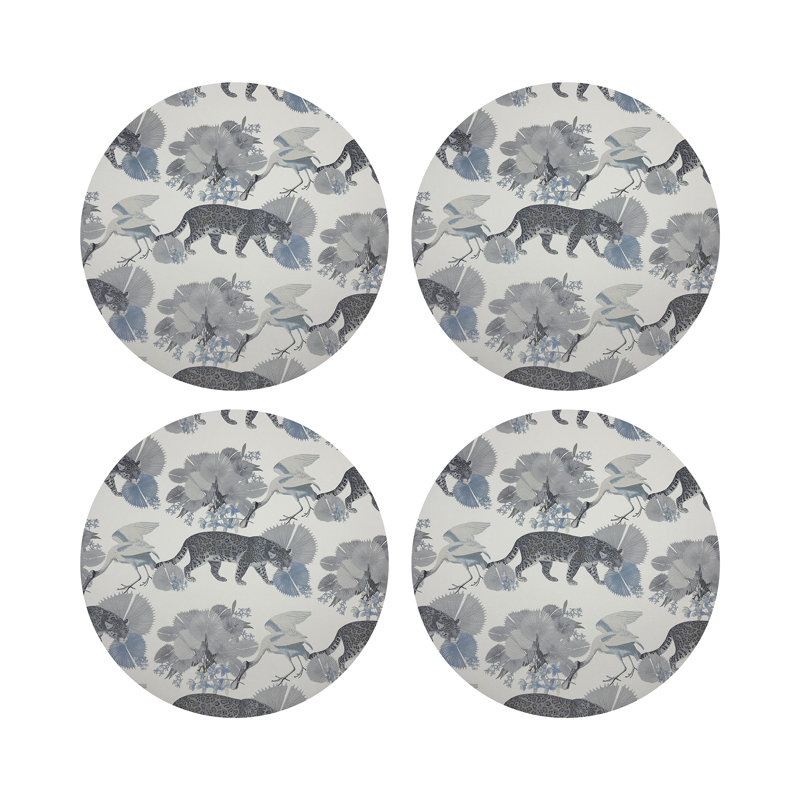 Leopard Walk Pebble 16" Vinyl Placemat, Powder