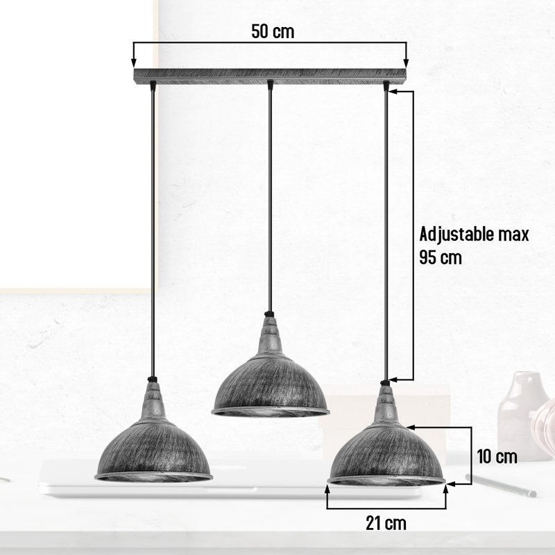 Bainter 3 - Light Brushed Silver Kitchen Island Pendant