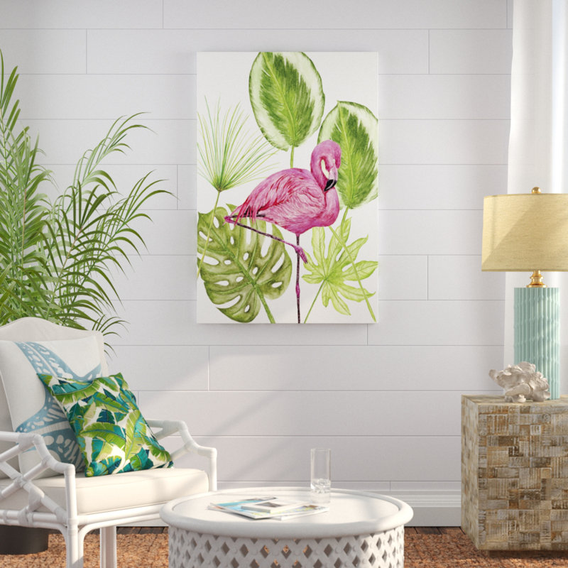 «Tropical Flamingo II», peinture sur toile, H 48 po x l 32 po