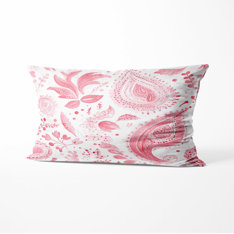 Coussin décoratif French Country - Coussin transitionnel rouge et blanc, H 12 po x l 20 po