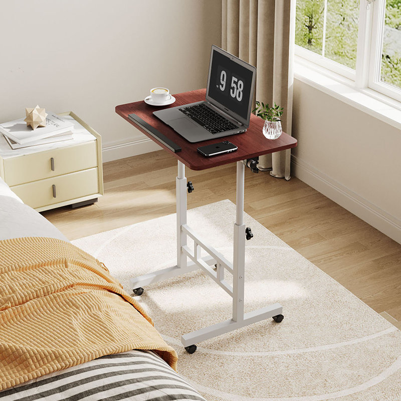 Adjustable Metal Base Computer Desk, Dark Walnut