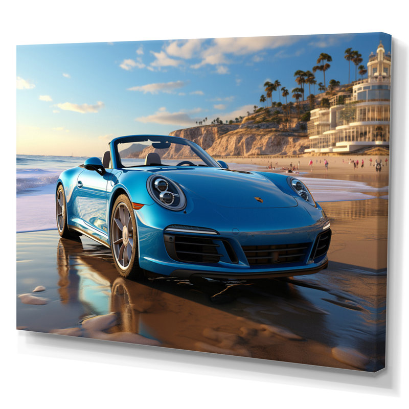 «German Car Beach Phtotography I», reproduction sur toile, H 24 po x l 32 po x P 1 po, Toile tendue
