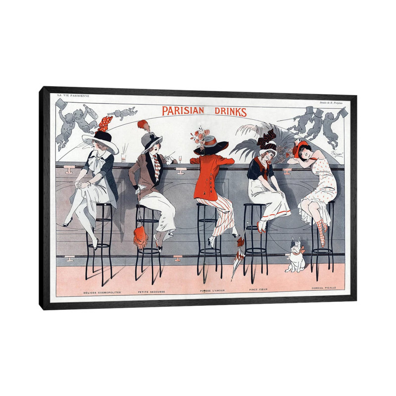 1912 La Vie Parisienne Magazine Plate - Painting on Canvas, 66.04 cm H x 45.72 cm W, Black Framed