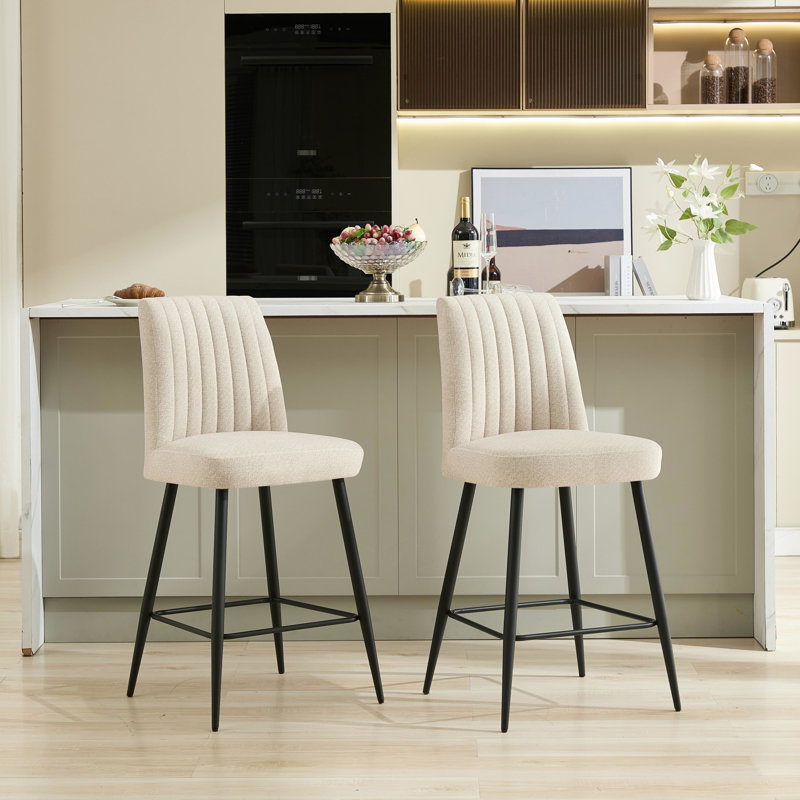 Tabourets de bar réglables de 2 pieds en velours beige, confortables et peu coûteux, convenant à plusieurs pièces, Beige