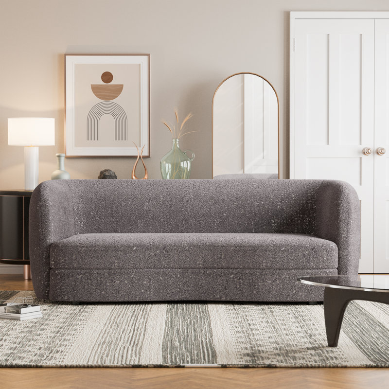 Celal 82.5'' Tuxedo Arm Curved Sofa, Charcoal Gray 100% Polyester