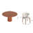 5 Pcs Round Solid Wood Dining Table  Sets With 4 Chairs-1078531146-1078531188