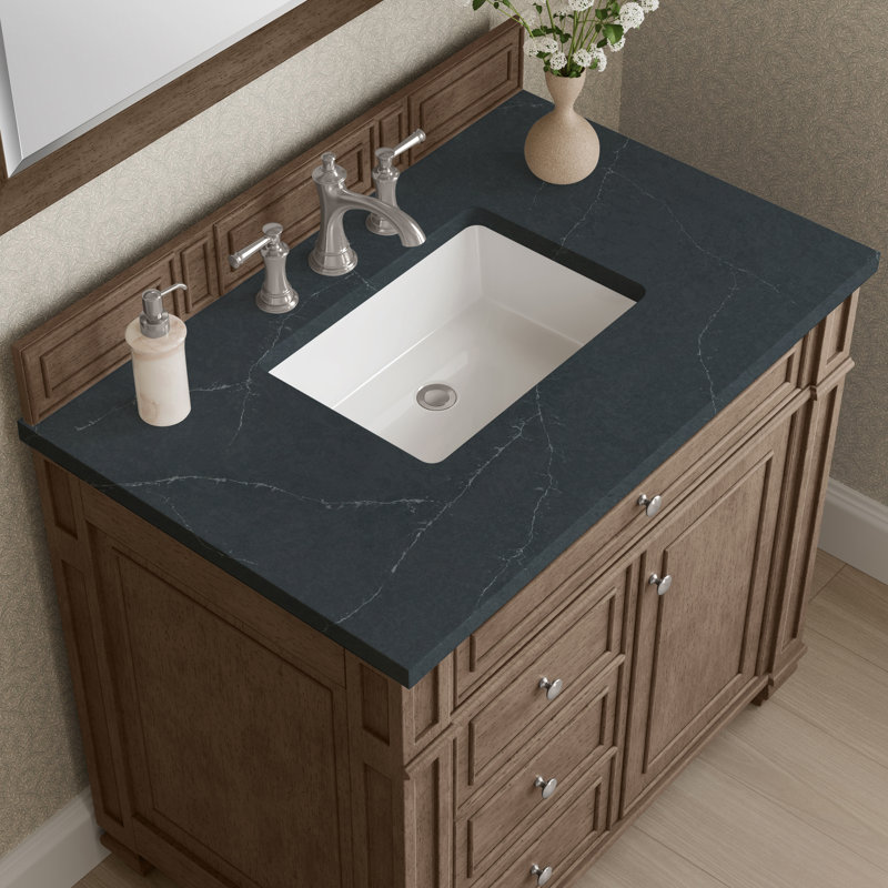 Bristol 36'' W Single Vanity, Whitewashed Walnut, Charcoal Soapstone, 8" Widespread