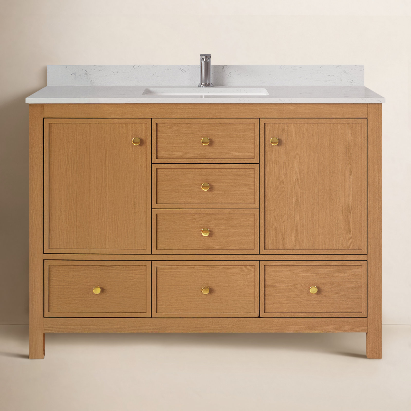 Aura 48'' Single Bathroom Vanity With Engineered Marble Countertop And Undermounted Sink