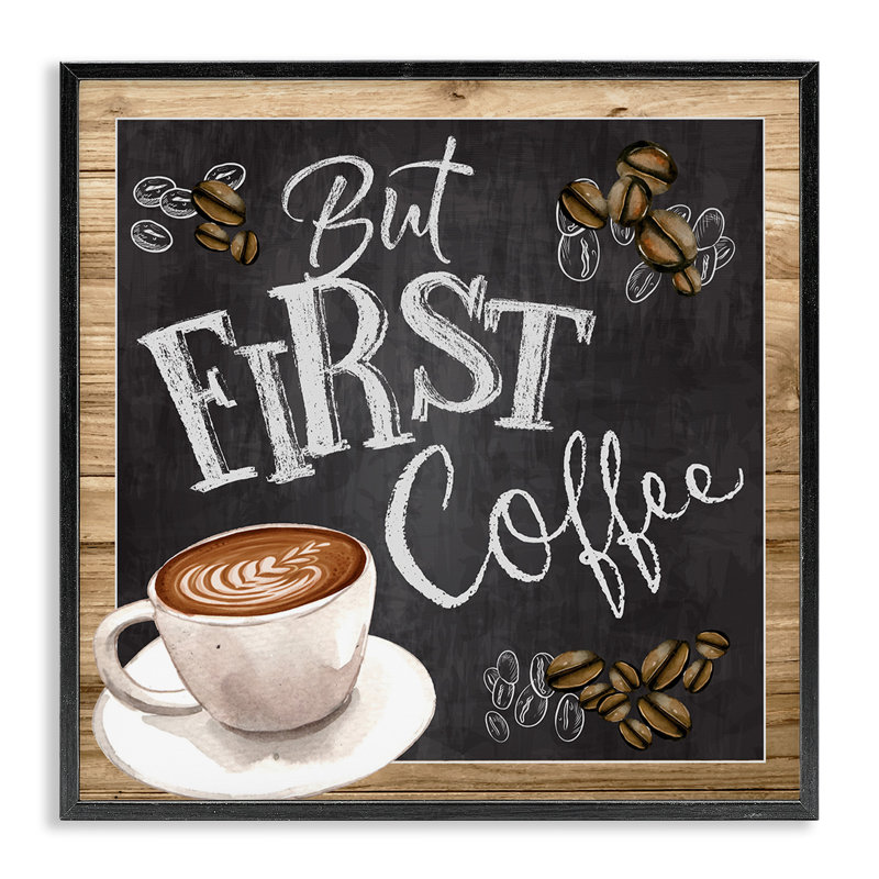 But But Coffee Typographie, tableau latte par haricot par ND Art - impression, Giclée encadrée noir minuit, L 12 po x H 12 po