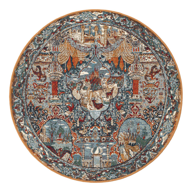 Indoor/Outdoor Traditional Area Rug, Round 3'3"
