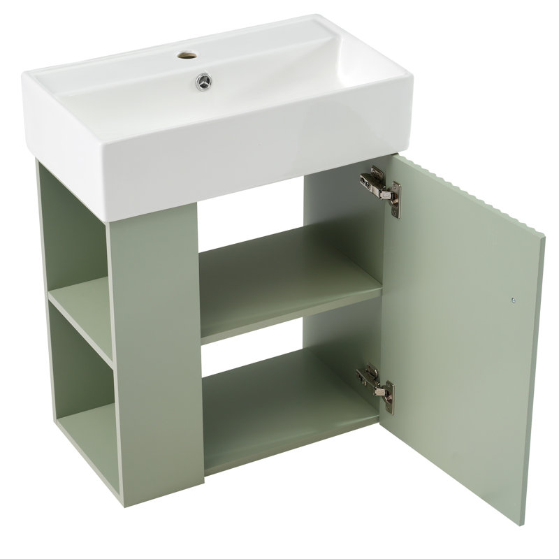 Meuble-lavabo 21,6 po avec comptoir en céramique, Vert