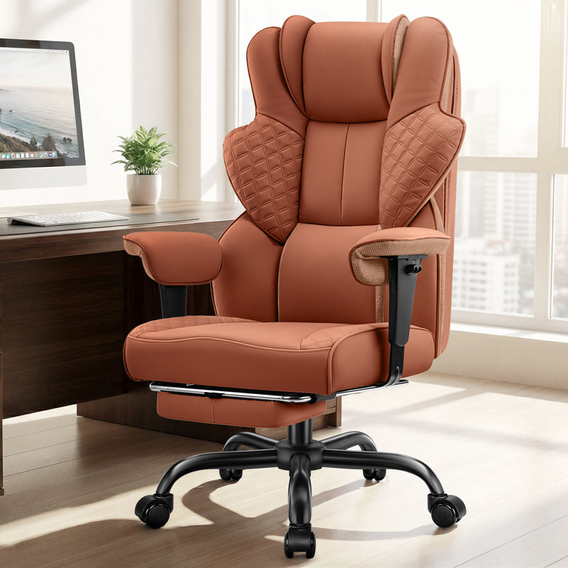 Chaise de bureau ergonomique avec repose-pieds Murva, Brun