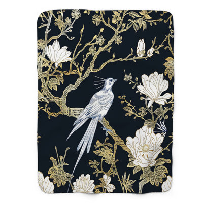 Bird Toile Motifs - 1 pièce Sherpa Premium