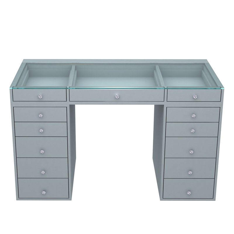 Ensemble de meuble-lavabo avec plateau en verre Slay Station Plus 2.0, Argent