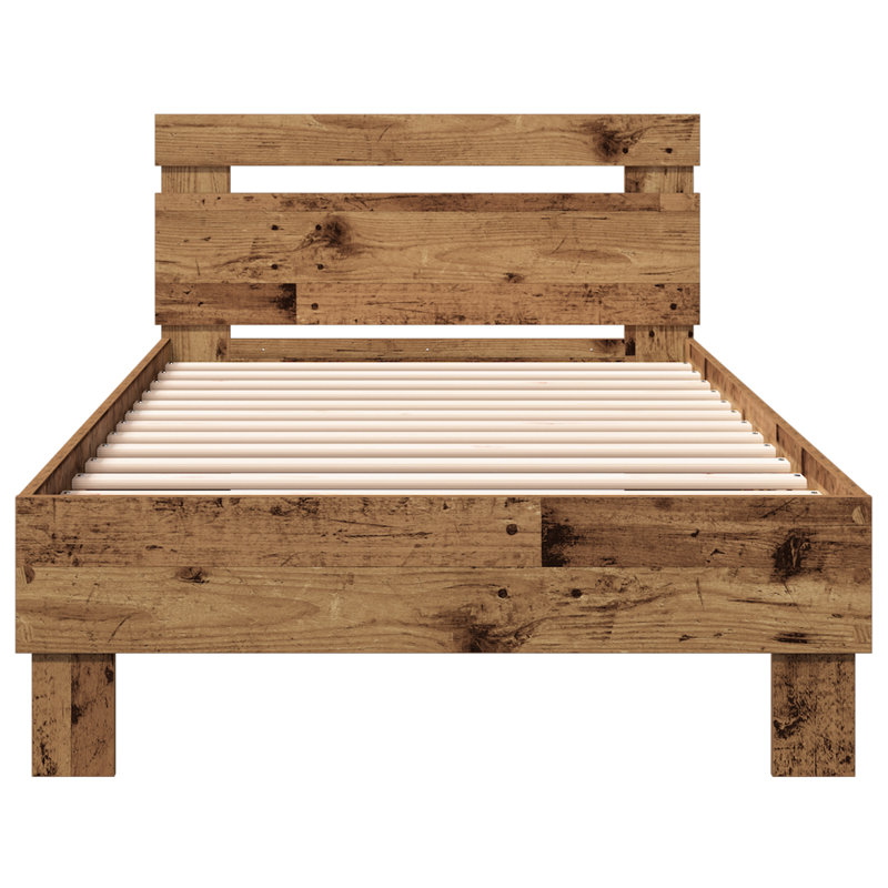 Single Bed Durable Rustic Minimalist, Old Wood, Solid Wood, 90cm x 200cm
