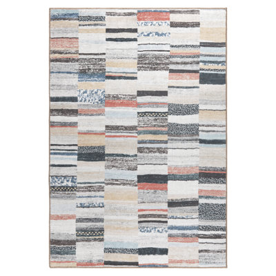 Patched Up Scrapped Power Loomed Polyester Patchwork Indoor Area Rug