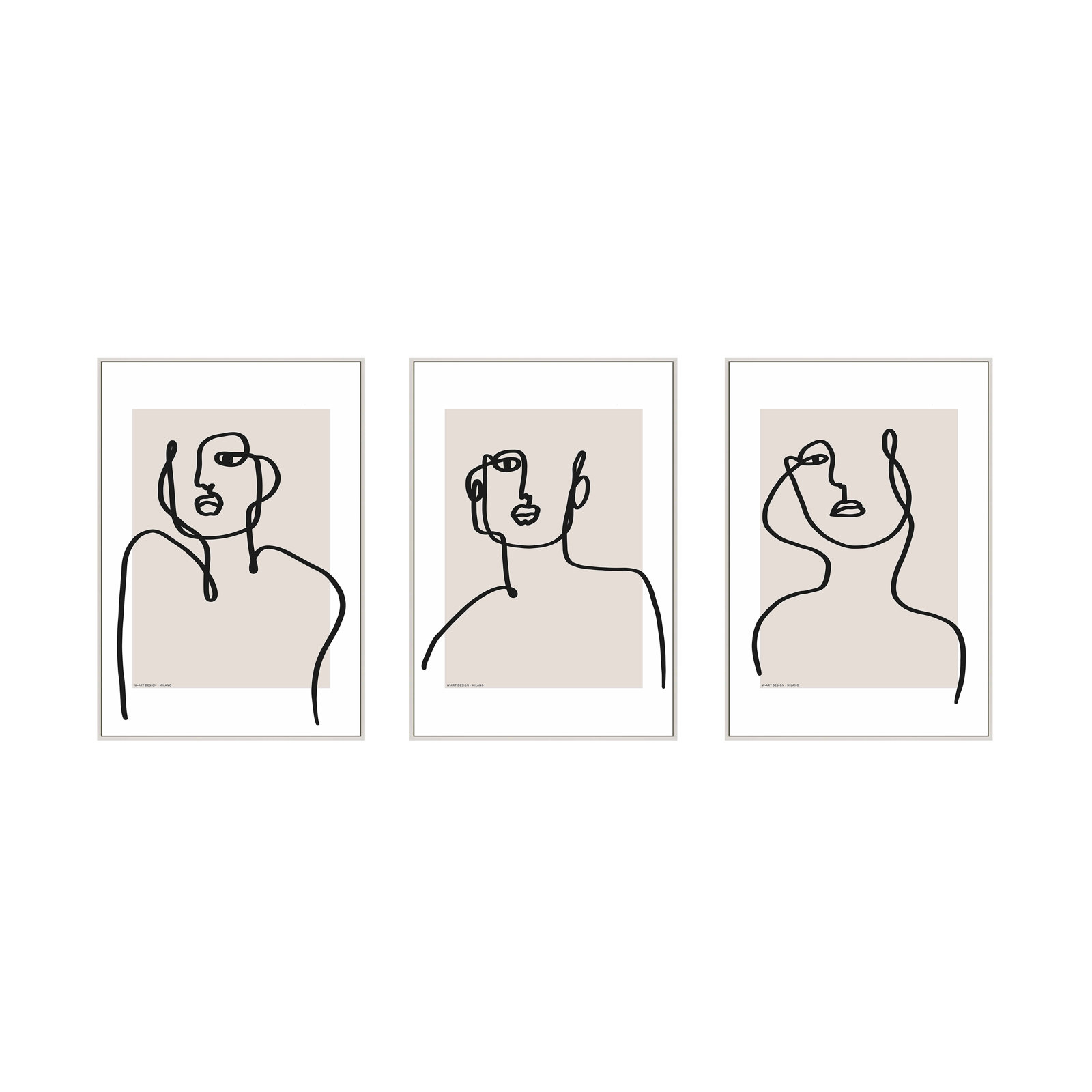 Romina Gadler "Figure and Form" 3-Piece Print Set, 20" H x 14" W x 1.25" D, White Framed Canvas