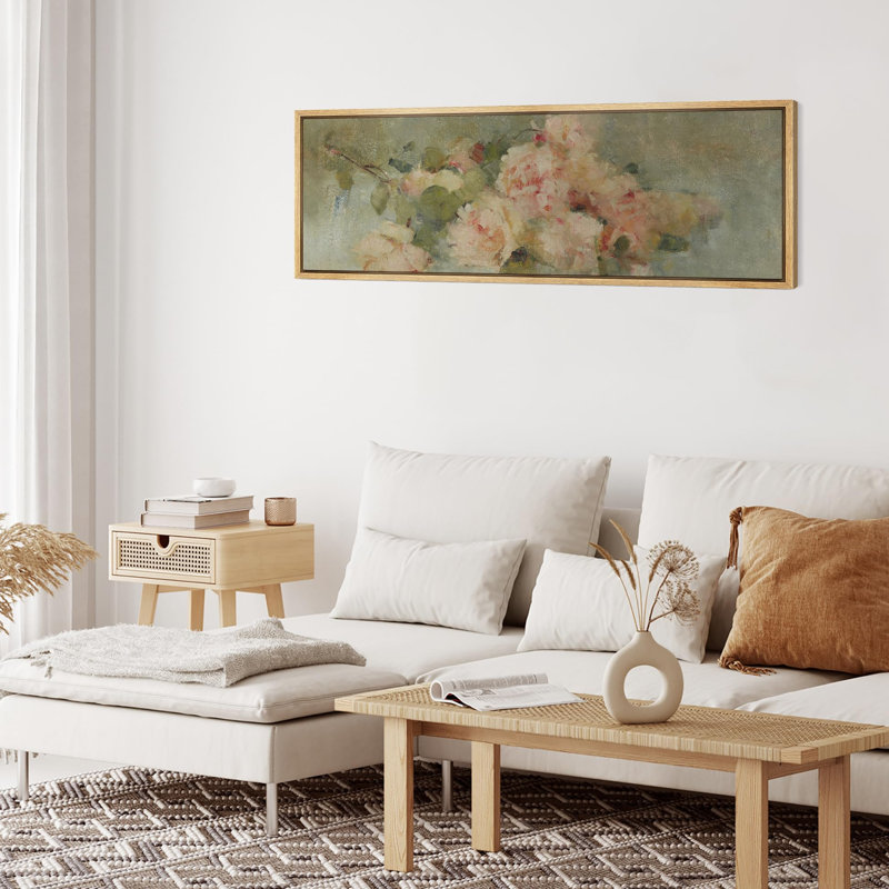 «Flower Blossom Soft Floral Elegance Delicate Pink Roses Still Life», reproduction d'art sur toile, H 20 po x l 60 po