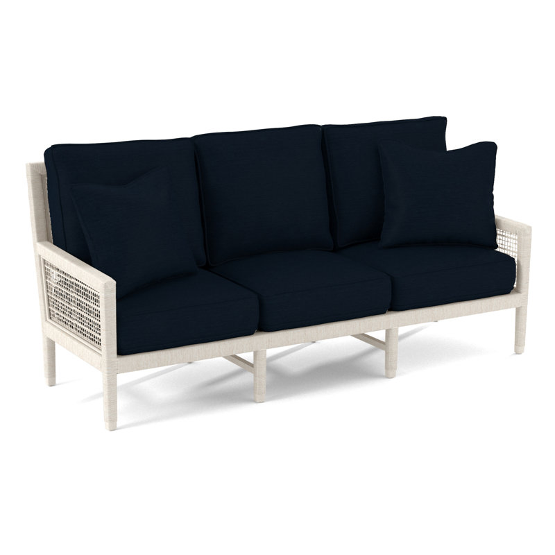 Pine Isle 76" Square Arm Sofa with Reversible Cushions, Navy Textured, 0805-61, Celery