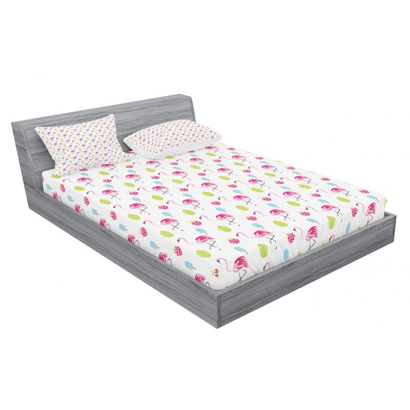 Microfiber Floral Sheet Set, Queen Sheet Set + Fitted Sheet + 2 Pillowcases