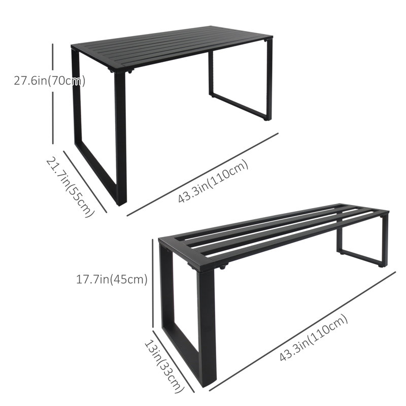 Plyler Rectangular 4 - Person 43.3'' Long Picnic Table