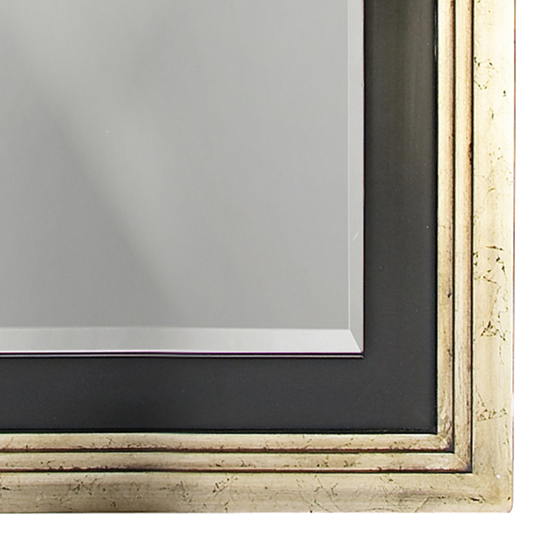 Contemporary Rectangle Solid Wood Beveled Mirror