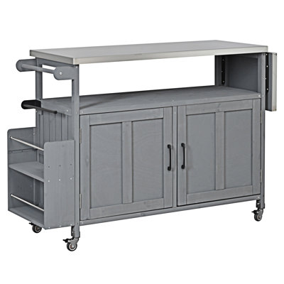 Îlot de cuisine pliable pour l'extérieur avec chariot verrouillable