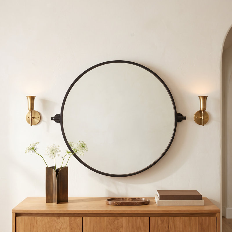 Belfield Mirror, 24" x 24", Black