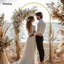 Support d'arche de mariage en or 7 pi x 4 pi avec piquets en forme de U