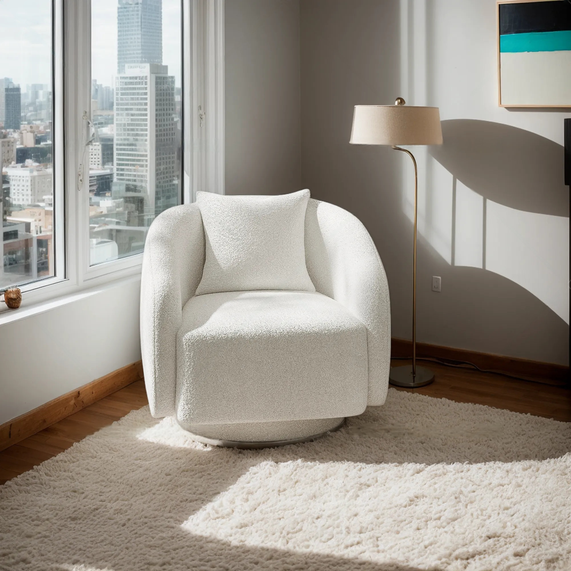 Accent Chair & Storable Ottoman Sherpa Chair w/Storage Ottoman - Plush & Space-Saving Design