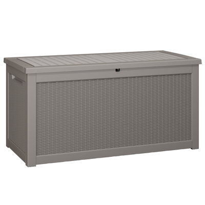 320 Gallon Water Resistant Resin Lockable Deck Box – Multi-Functional Outdoor Storage with Hydraulic Lid