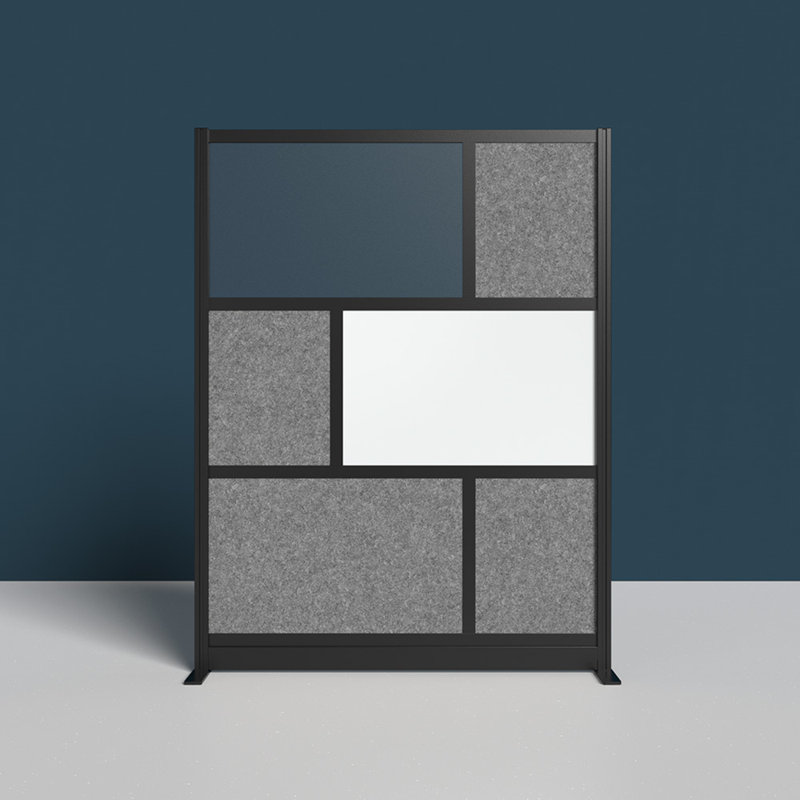 Mur modulaire avec cadre Harmony, H 70 po x L 53 po, Noir/gris