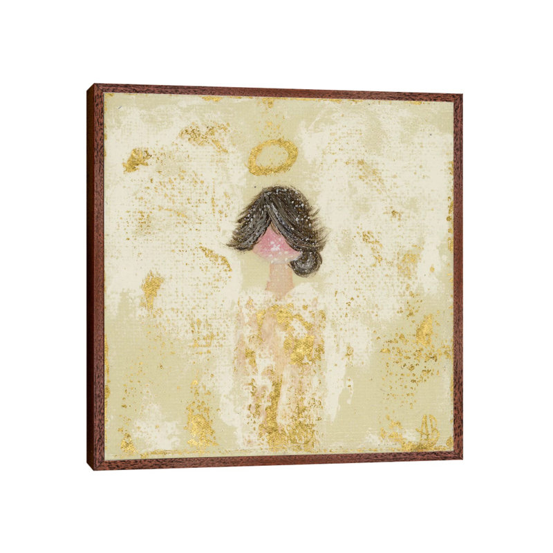 Gold Crème Angel by Ashley Bradley - Print on Canvas, 66.04 cm H x 66.04 cm W, Classic Brown Wood Framed