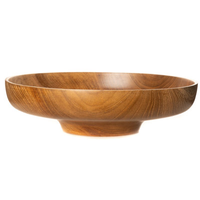 Wide Adelaina Wooden Serving Bowl
