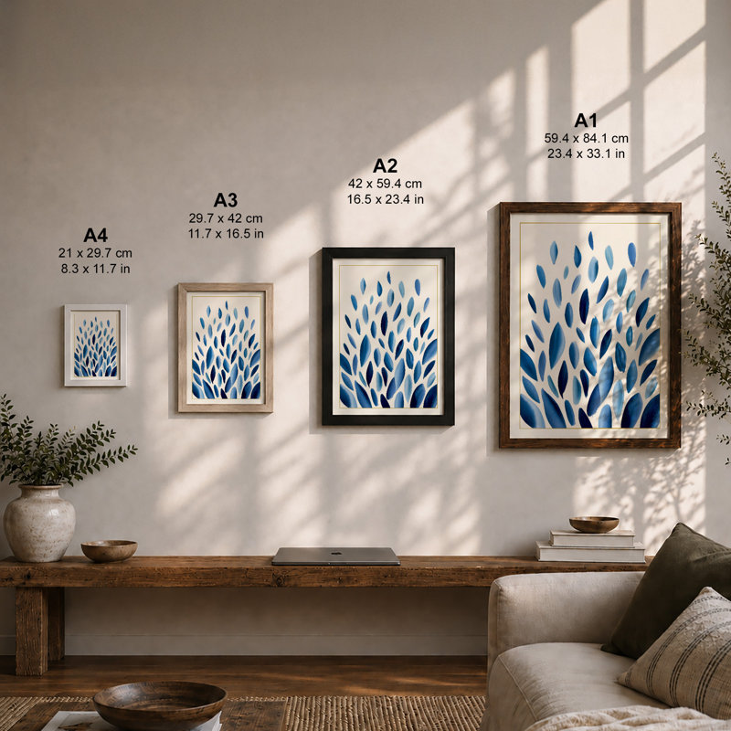 Blue Radiance Botanical - Framed Print, A4 - 29.7 x 21.0 cm, Walnut