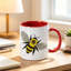 1pc of an Reusable Ceramic Coffee Mug Featuring a Vintage Yellow-Brown Bumblebee Gardening Print Logo, Perfect for Holidays Like Halloween.