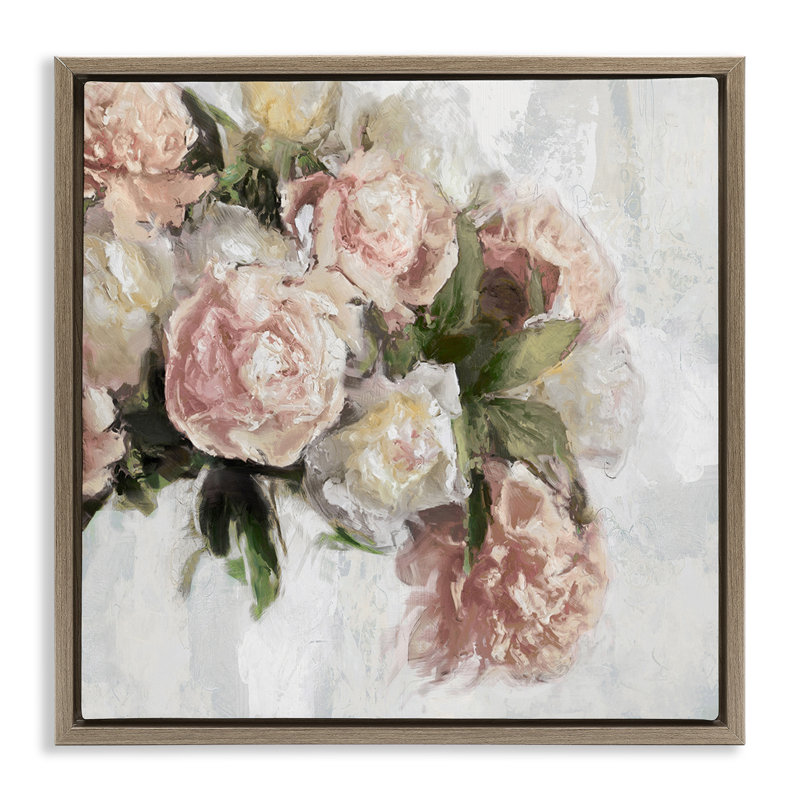 Arrangement de roses roses élégantes, H 18 po x l 18 po, Cadre flottant orme Montalcino