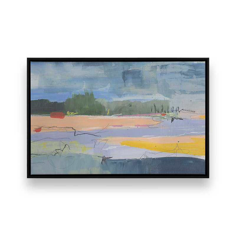 «Evening Radiance On Canvas» par Jan Weiss, reproduction, H 14 po x l 20 po x P 1,75 po, Cadre flottant noir satiné