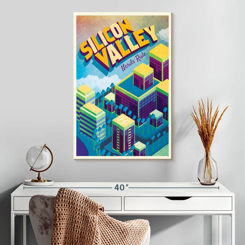 «Silicon Valley» sur toile, H 30 po x l 20 po x P 1,25 po