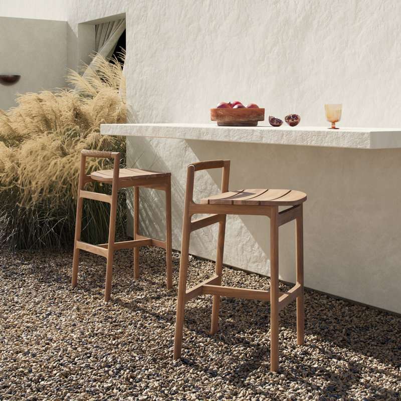 Baden Outdoor Teak Bar Stool, 23.81"