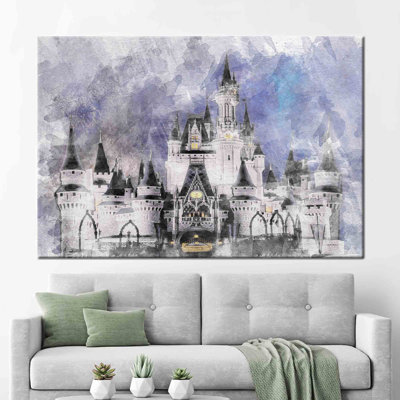 Enchanting Cinderella Castle Themed Children Canvas Art Perfect for a Girl's Room or Kids Wall Decor