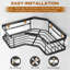 Ensemble de 3 paniers de douche adhésifs, support de rangement en acier inoxydable antirouille pour salle de bain, cuisine, comptoir - sans installation de perceuse, peut contenir jusqu'à 40 lb-2110090846-2110090850