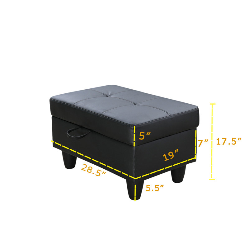 Faux Leather Upholstered Storage Bench, Black